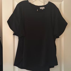 Black Satin-esque Flutter-sleeve Loft Top